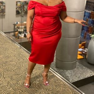 ASOS Curve Corset Dress drape Bardot midi dress